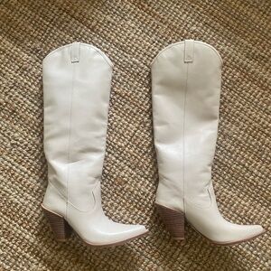 Cream Heeled Boots
